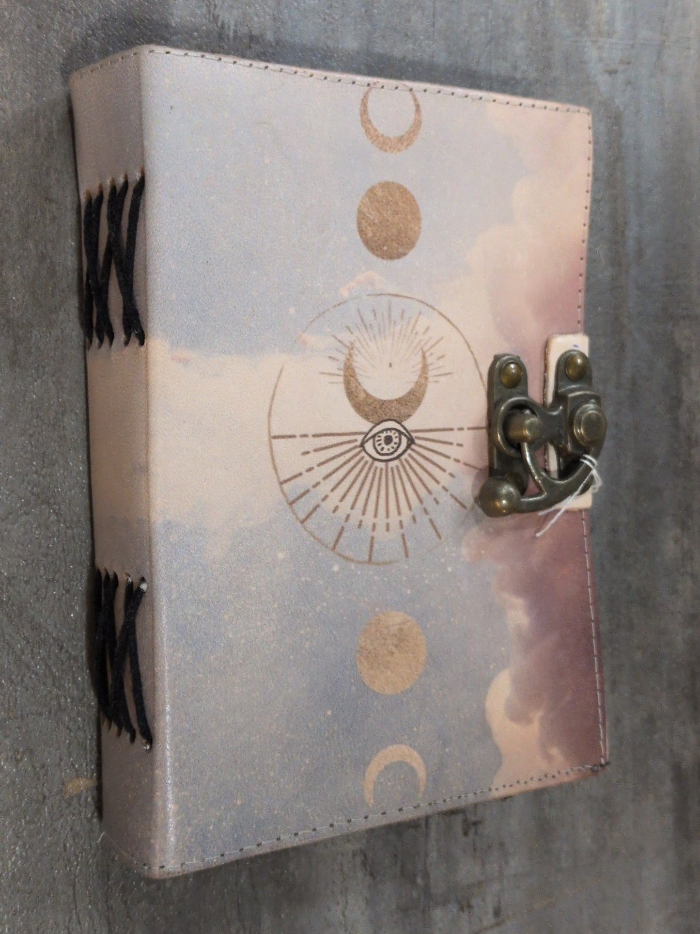 All seeing Eye/ moon phases printed Leather Journal 5x7