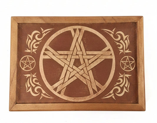 Acacia Wooden Box Pentagram