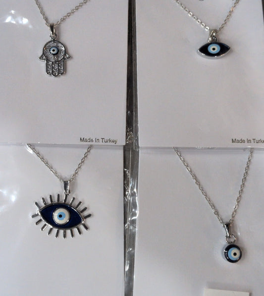 Assorted silver chain Eye Eye Talisman Pendant Necklace