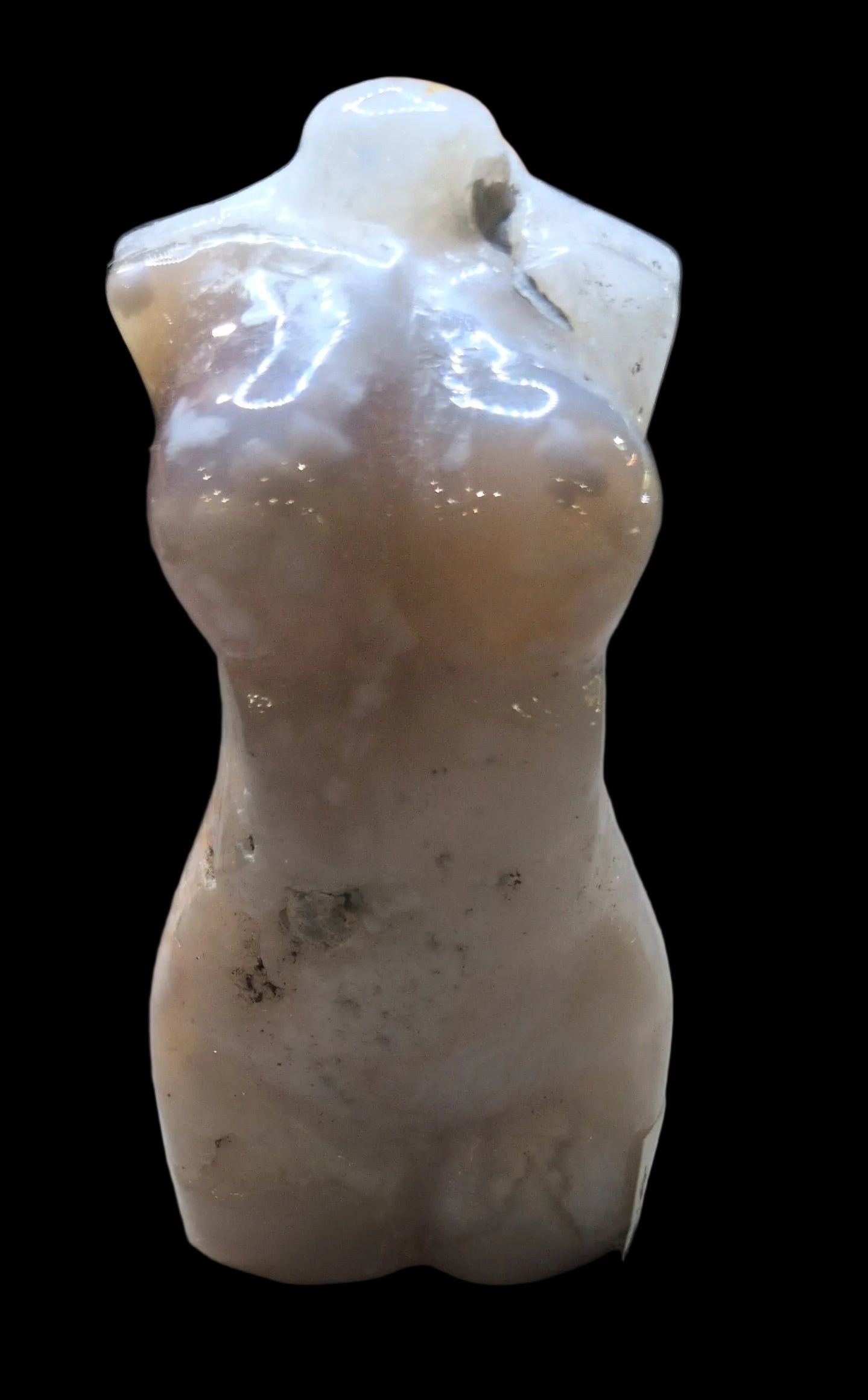 4" Flower Agate Carved Female Bust