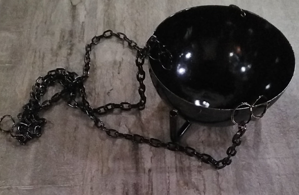 3.5" Hanging Black Metallic Incense Burner