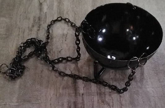 3.5" Hanging Black Metallic Incense Burner