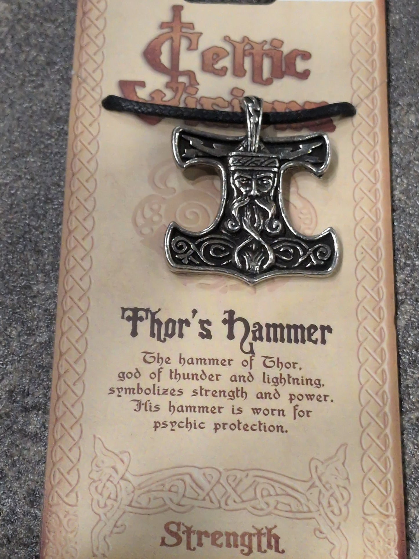 Celtic Visions Thor's Hammer Pewter Pendant w/ Leather cord