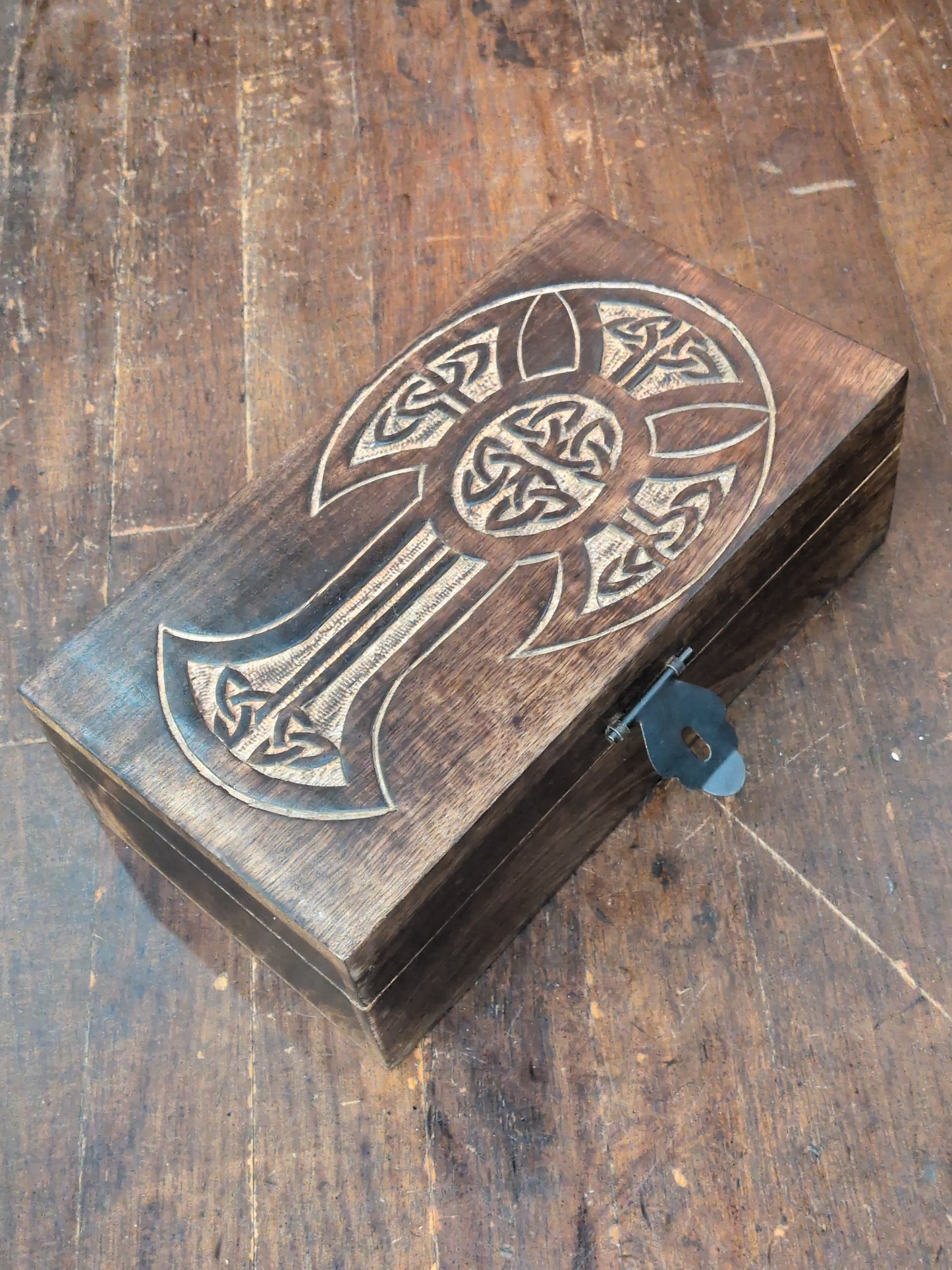 Large Carved Cross wood box
