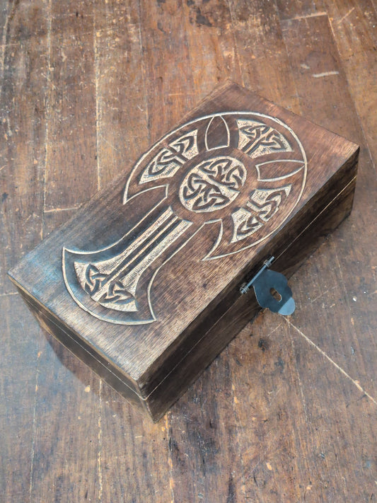 Large Carved Cross wood box