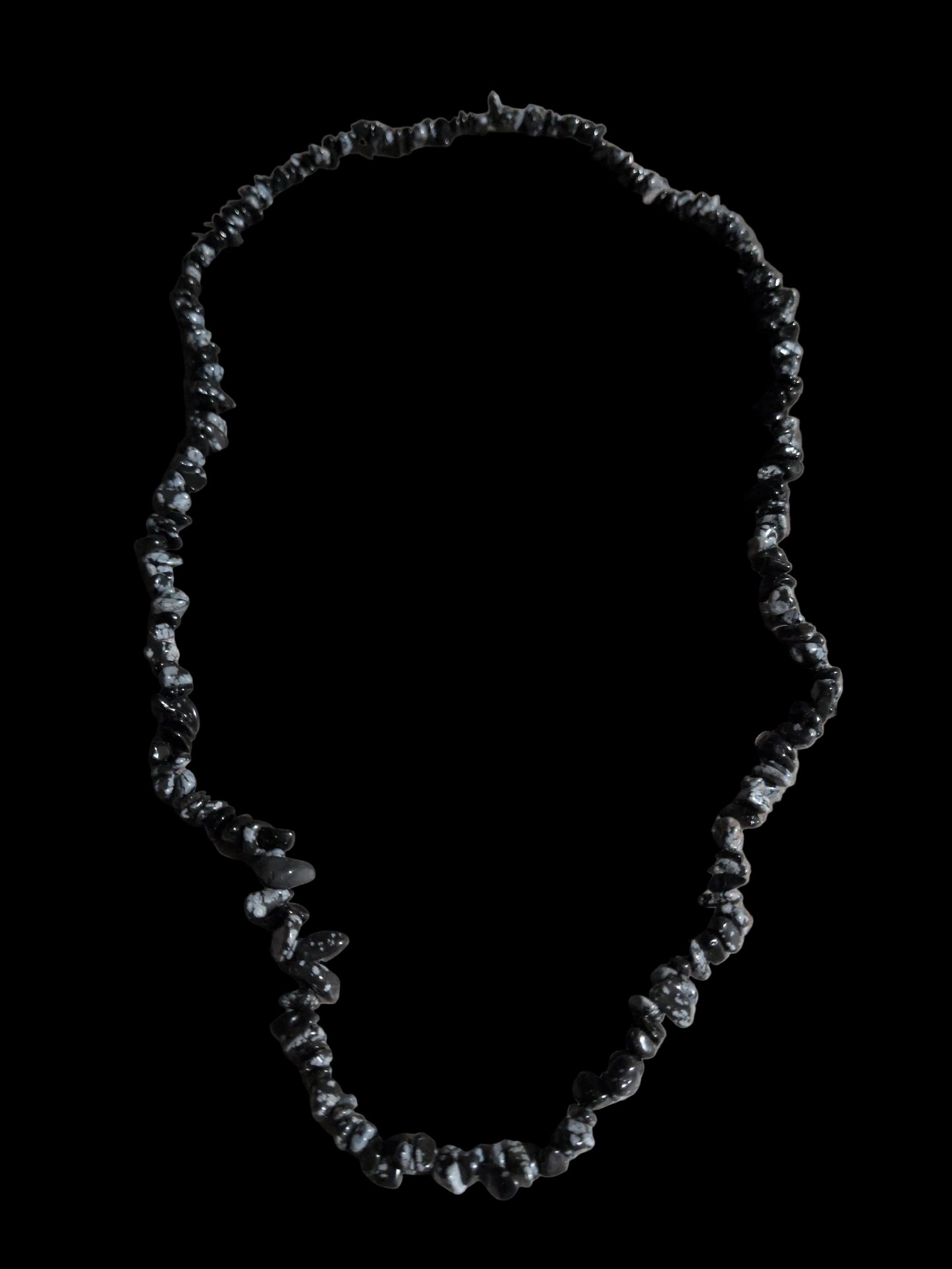 Gemstone Chips Necklace- Snowflake Obsidian