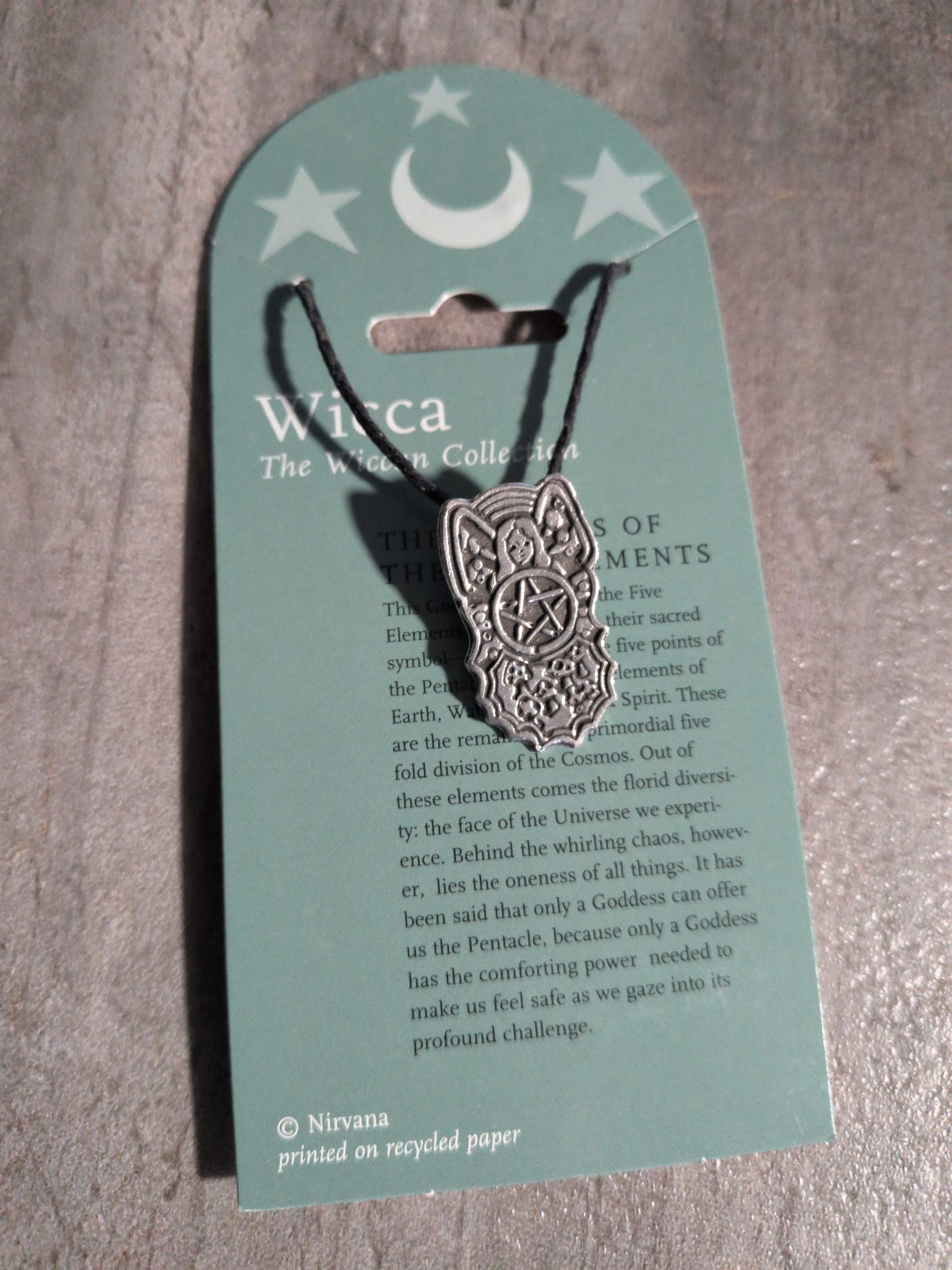 Wicca- The Goddess of the Five Elements Pewter Pendant w/ Leather cord