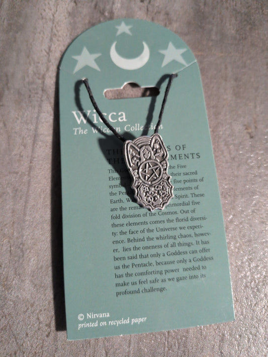Wicca- The Goddess of the Five Elements Pewter Pendant w/ Leather cord