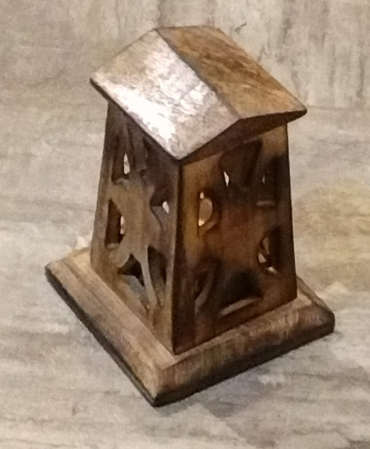 Small 4" Wooden Tower Incense Burner