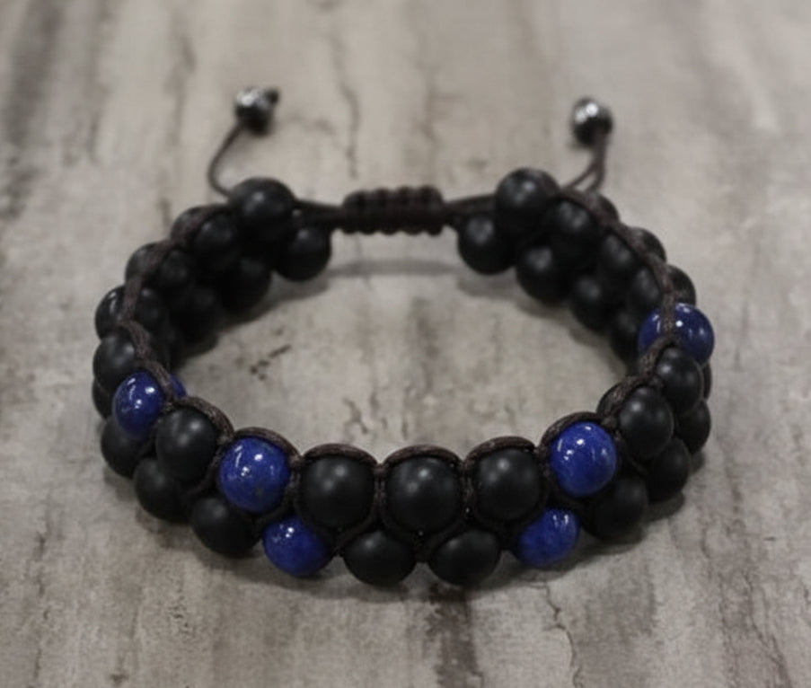Adjustable Macrame Two Gemstone Bracelet