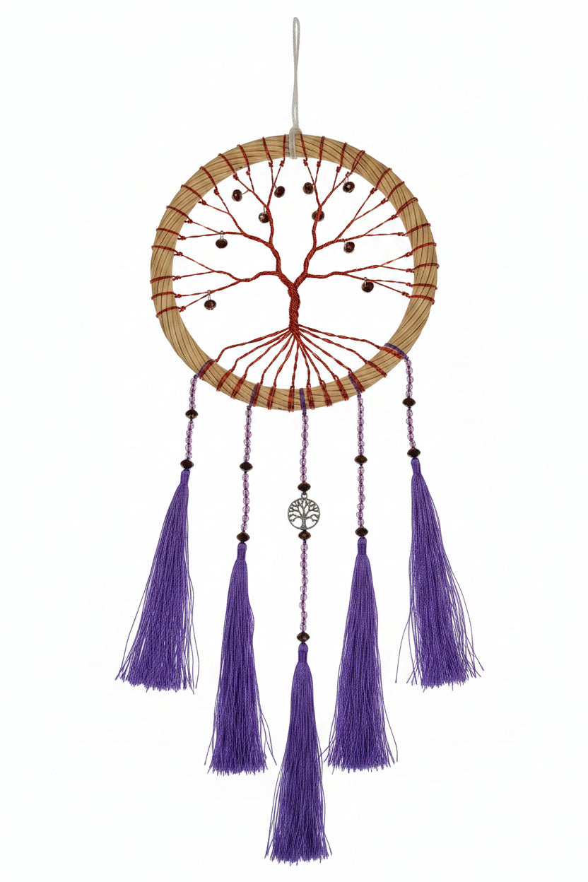 Wired Tree of Life w/Purple Tassels - Dreamcatcher