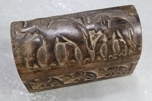 Large Mango Wood Carved Elephant Chest