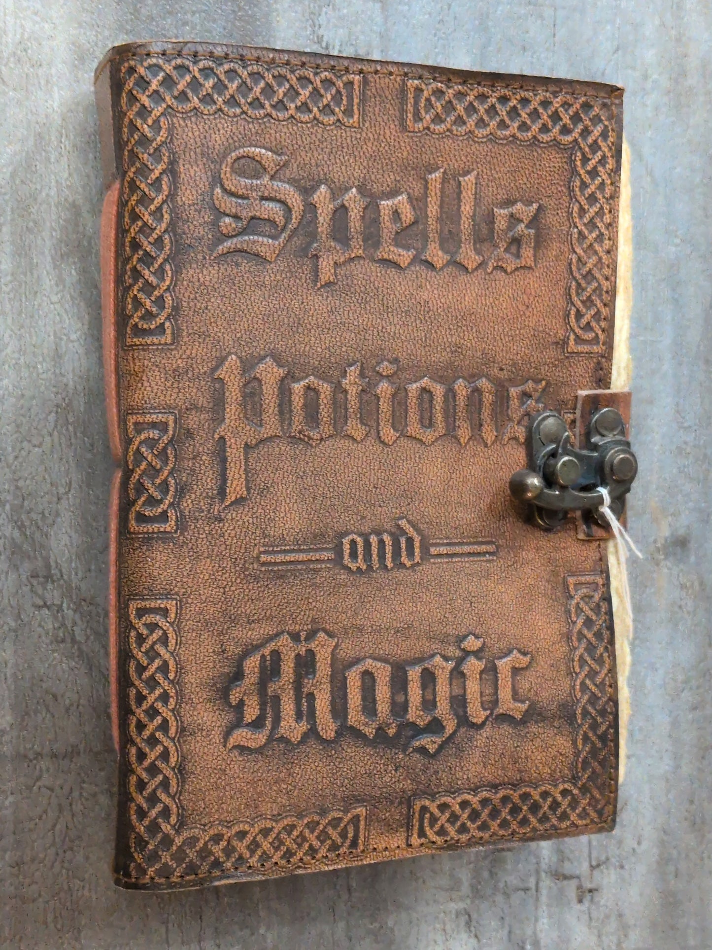Spells Potions and Magic Leather Journal 5x7