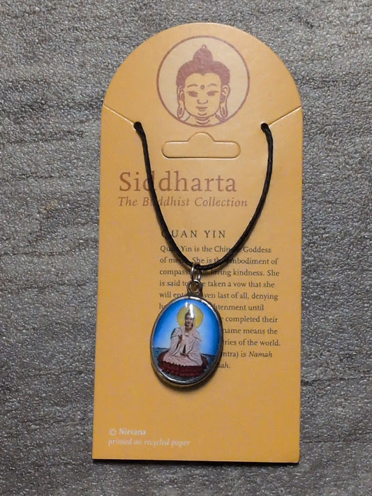 Siddharta/ Buddhist Collection Quan Yin (pink robe)Pewter Pendant