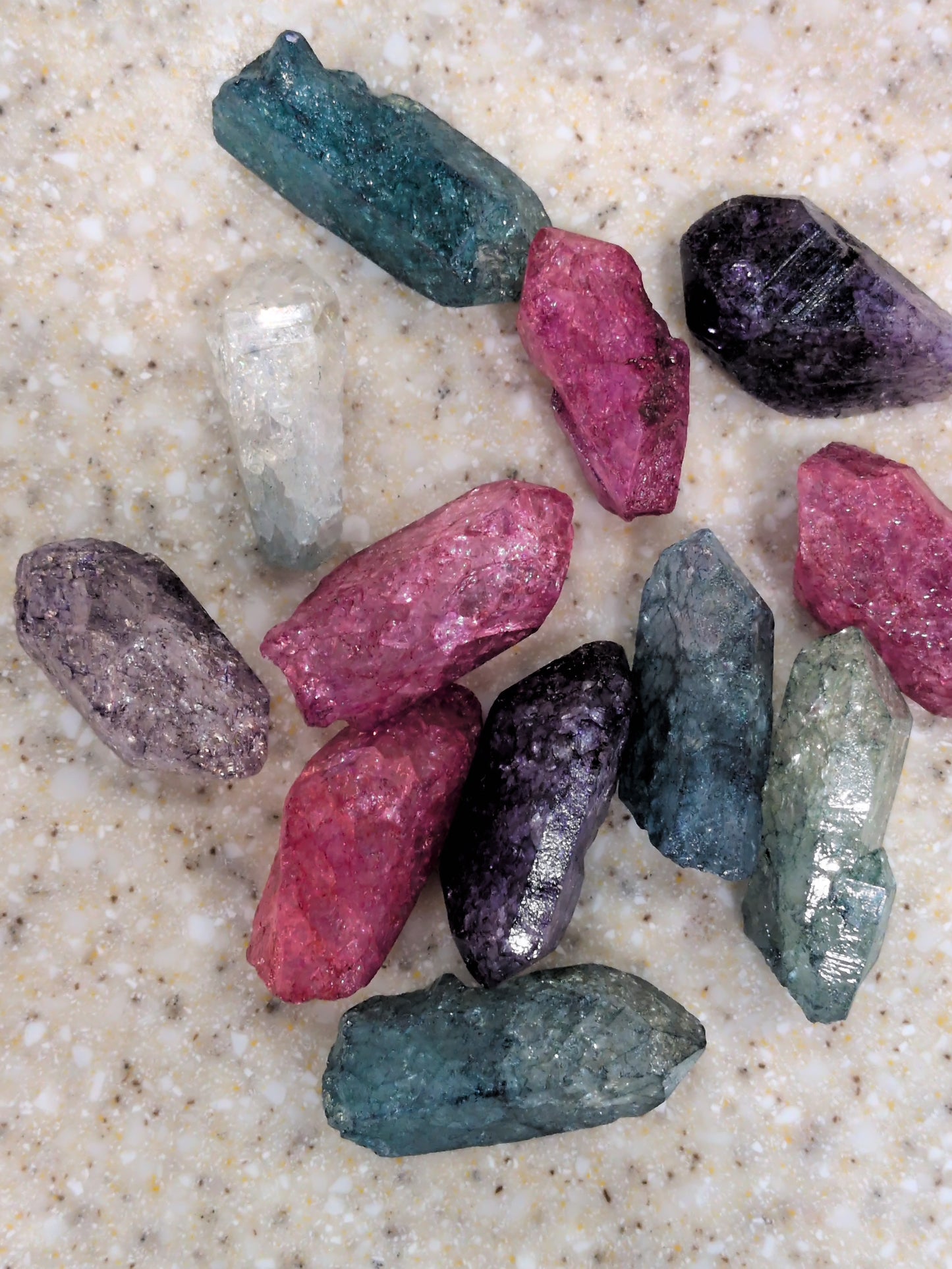 Dyed crackle Quartz Points