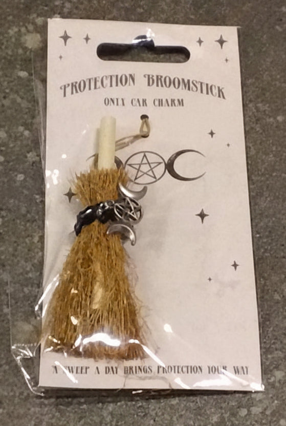 Protection Broomstick Onyx Car Charm