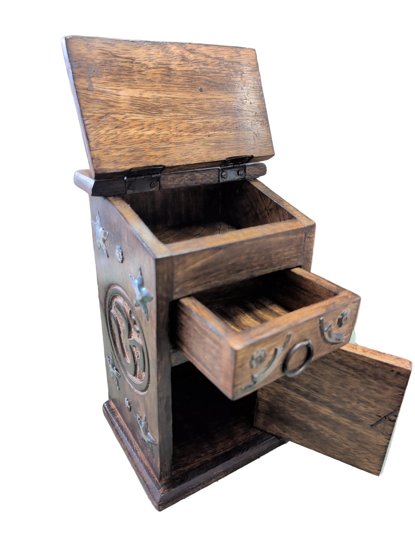Carved Mango Wood OM Box With Drawer