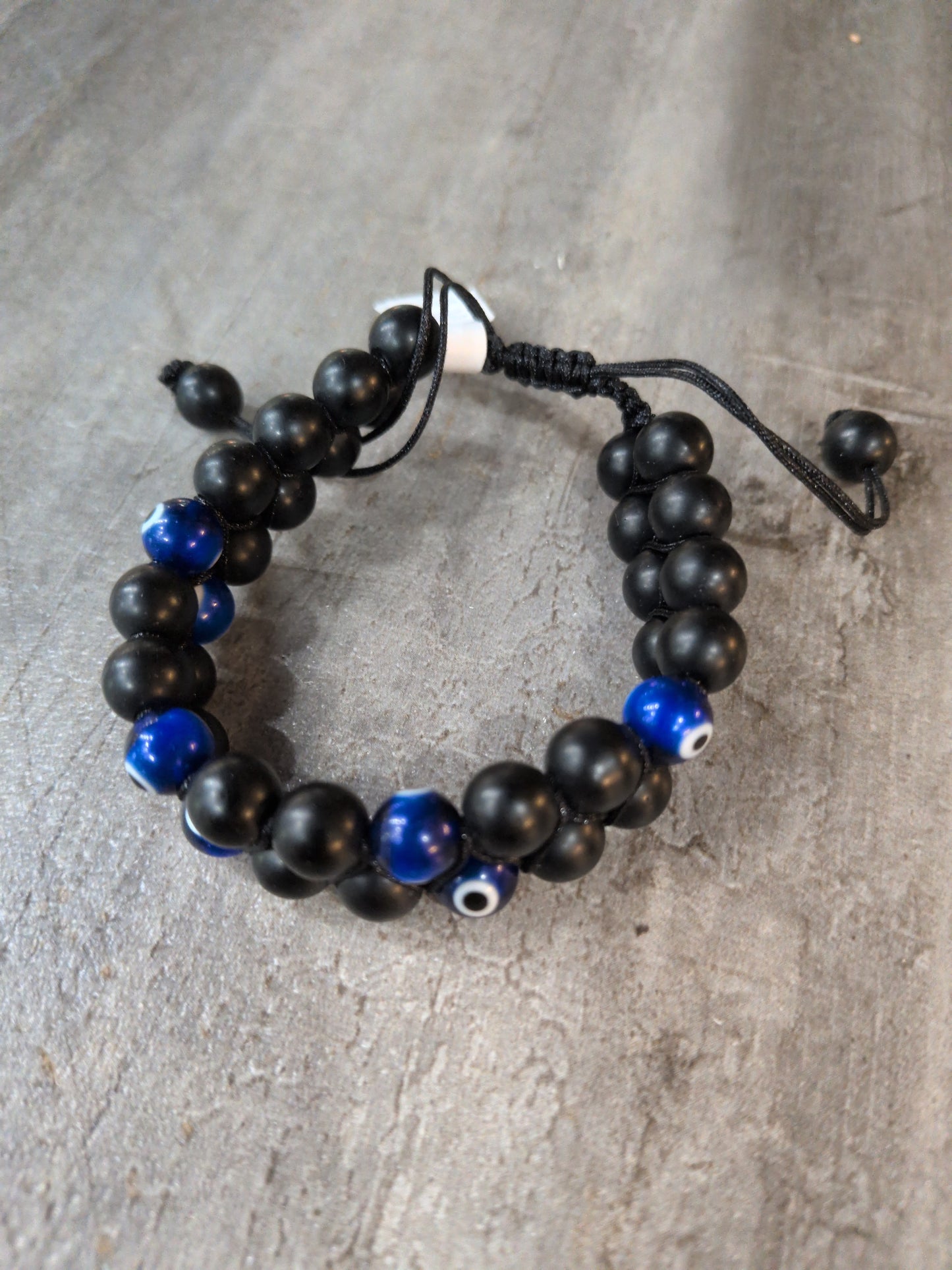 Black Macrame double beaded Evil Eye Bracelet
