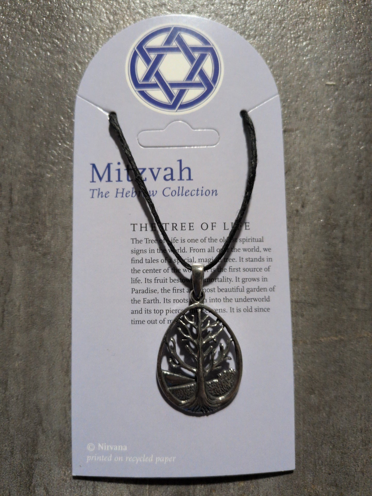 Mitzvah collection Tear Drop Tree of Life Pewter Pendant
