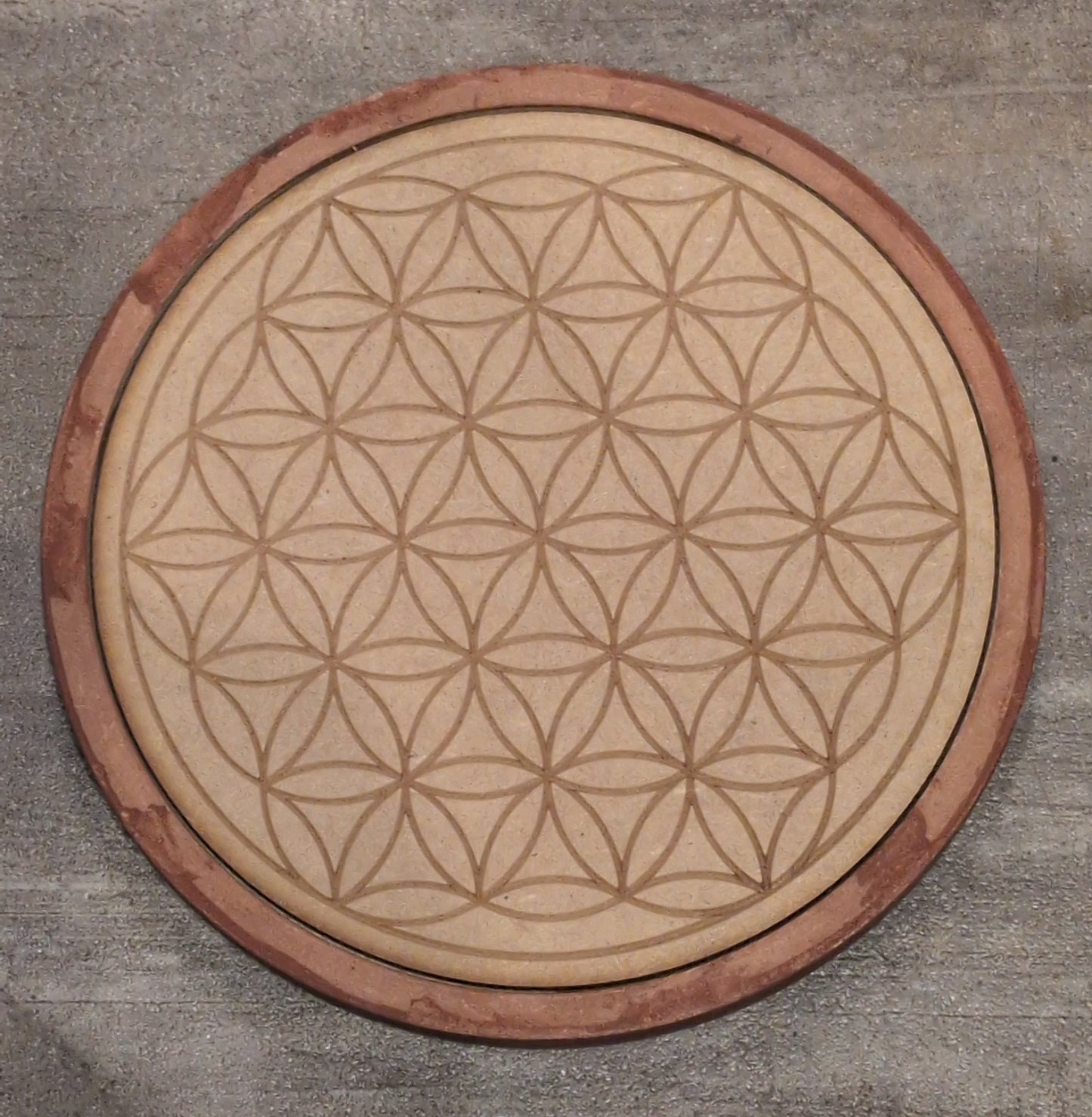 6" Two-Tone Wood Burned Sacred Geometry Crystal Grid