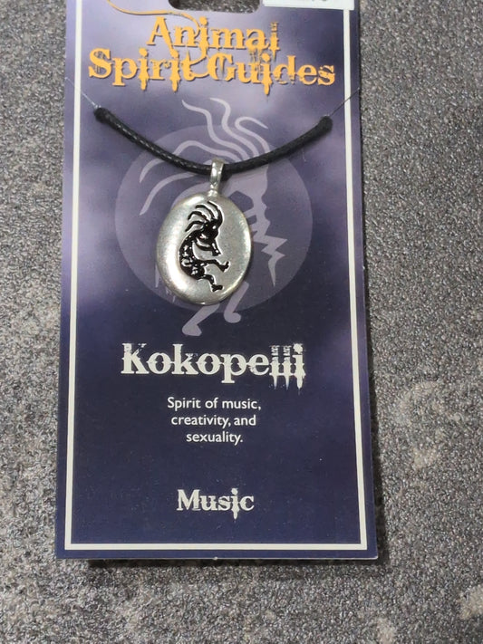 Spirit Animal Guides Kokopelli Pewter Pendant w/ Leather cord