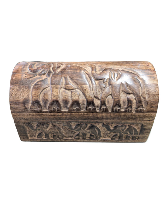 Carved Mango Wood Elephant Chest