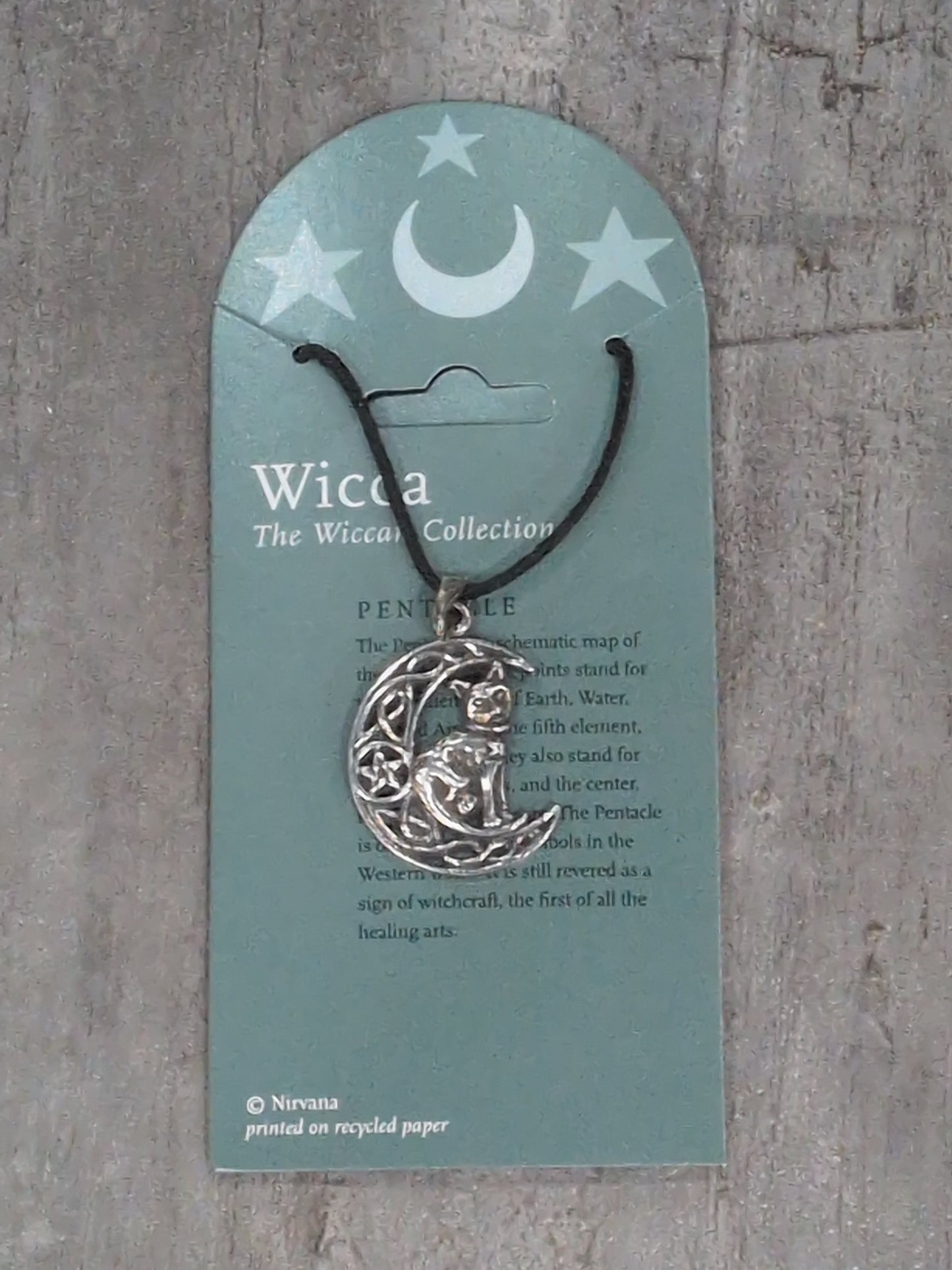 Wicca Collection Pentagram Moon/Cat Pewter Pendant
