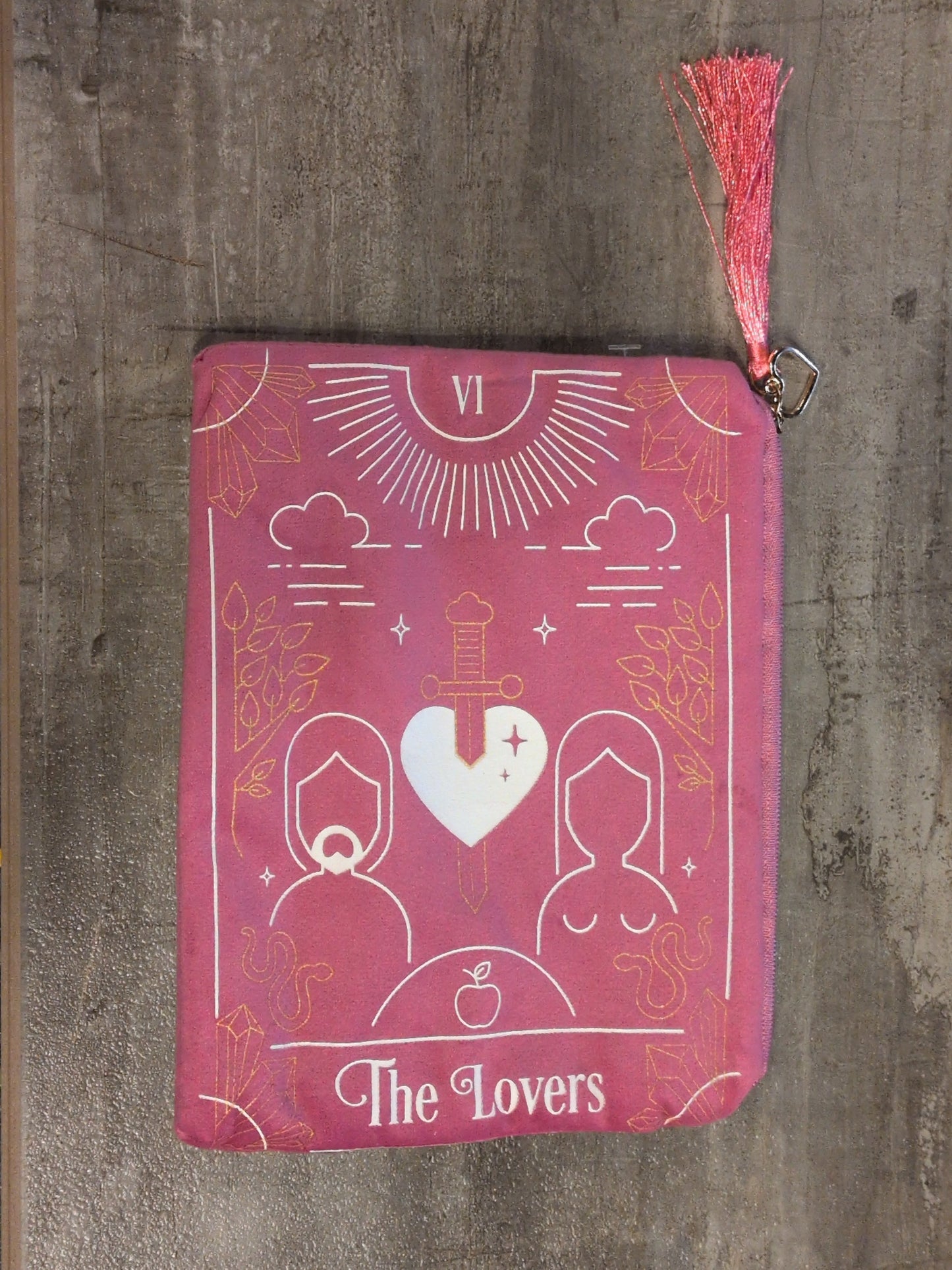 The Lovers Pink Tarot Card Storage Zipper Bag
