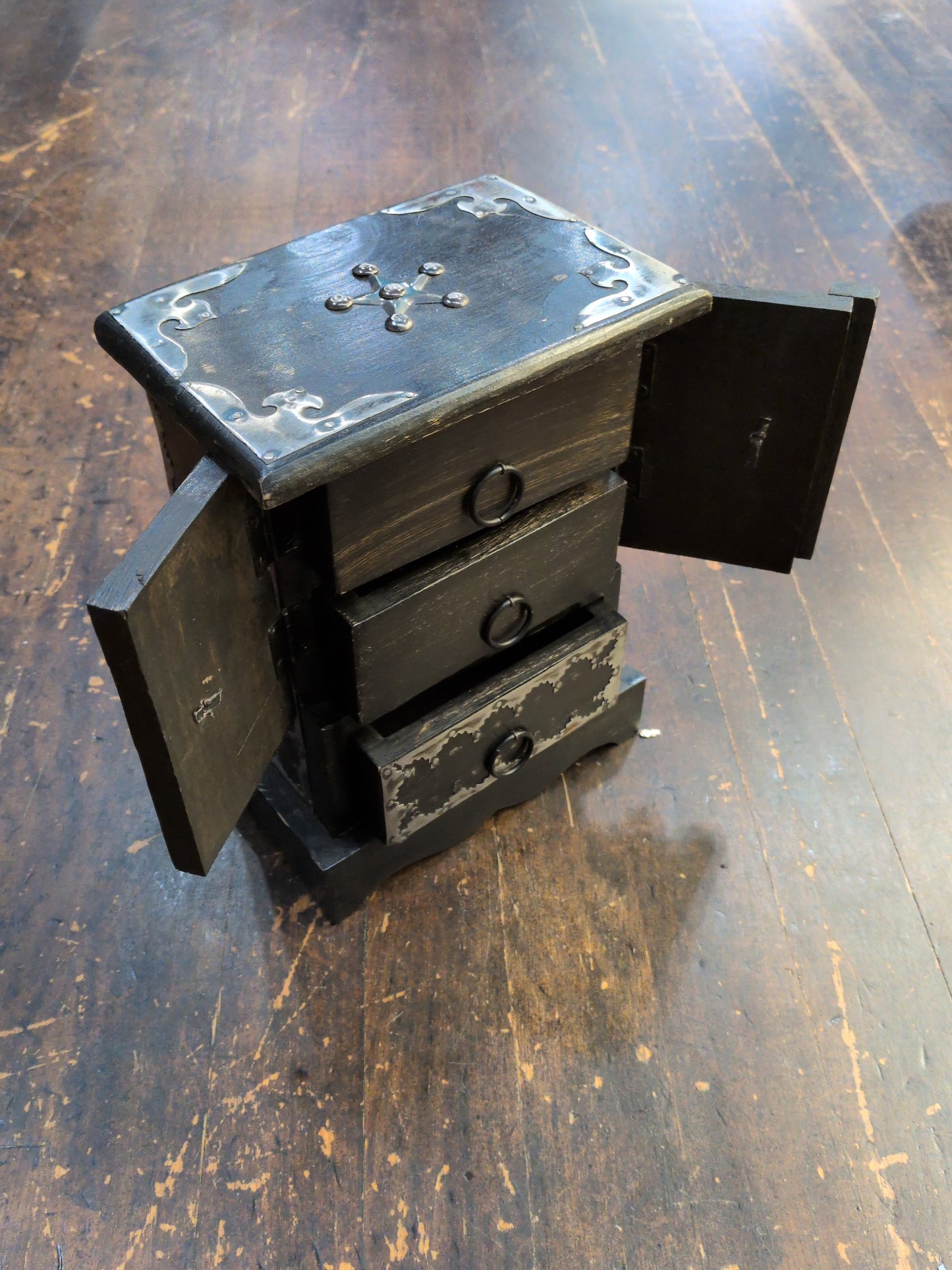Black Amour Style 3 drawer wood cabinet