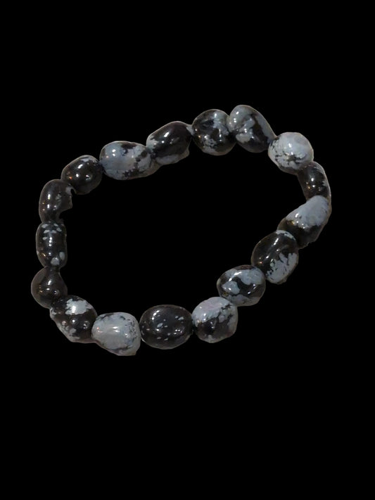 Snowflake Obsidian Nugget Bracelet
