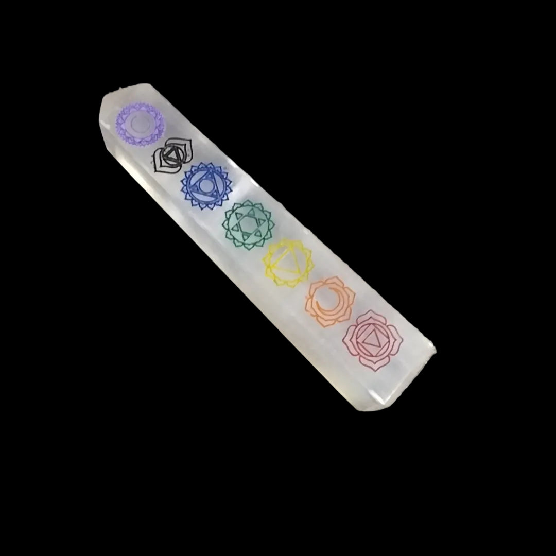 7 Chakras Selenite Tower Point
