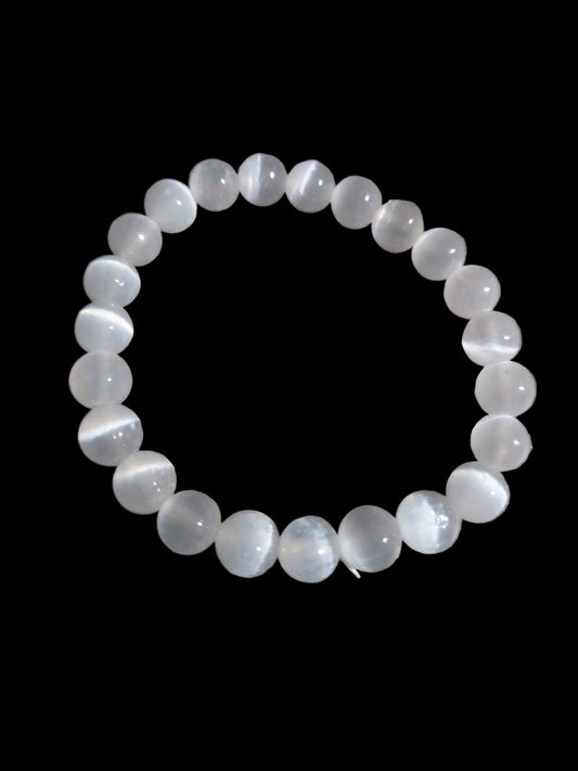 8mm round bead Bracelet Selenite