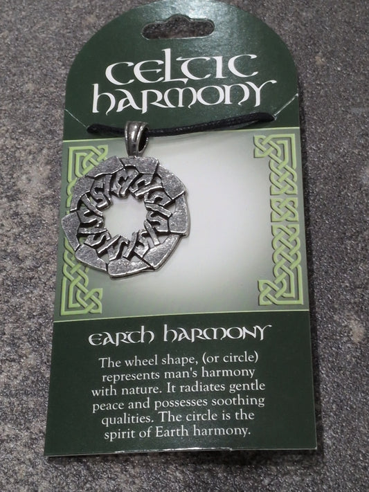 Celtic Harmony Earth Harmony Pewter Pendant w/ Leather cord