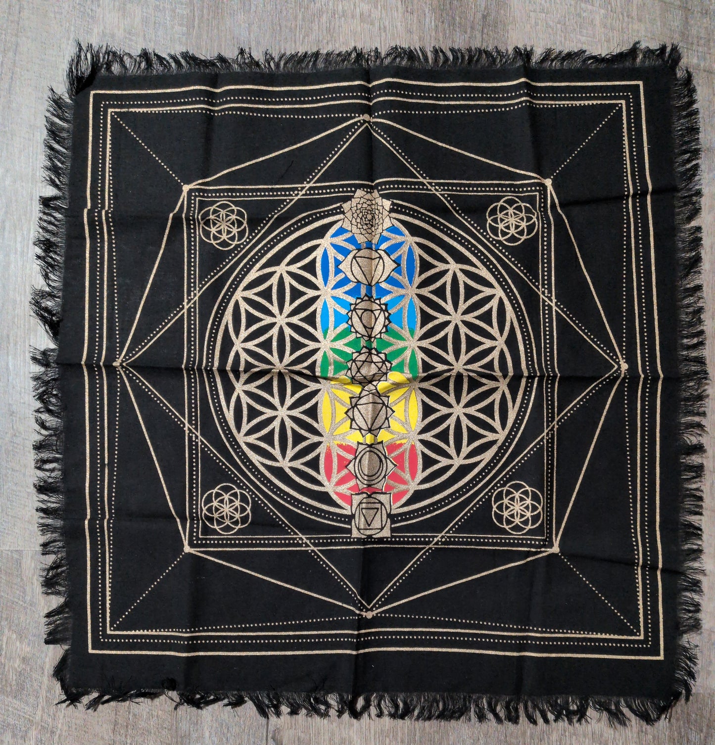 18"x18" Sacred Geometry, Chakras Altar Cloth