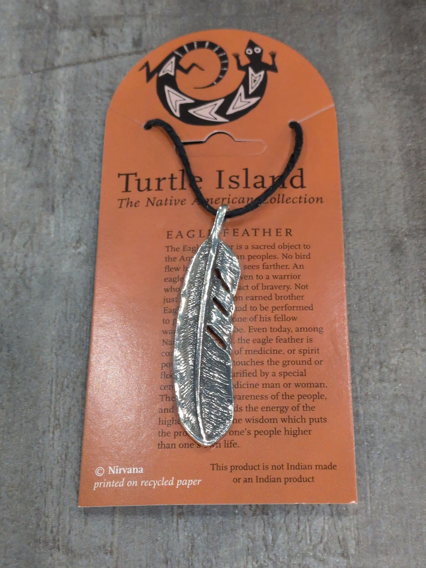 Turtle Island (Native American Collection) Round Eagle Feather Pewter Pendant