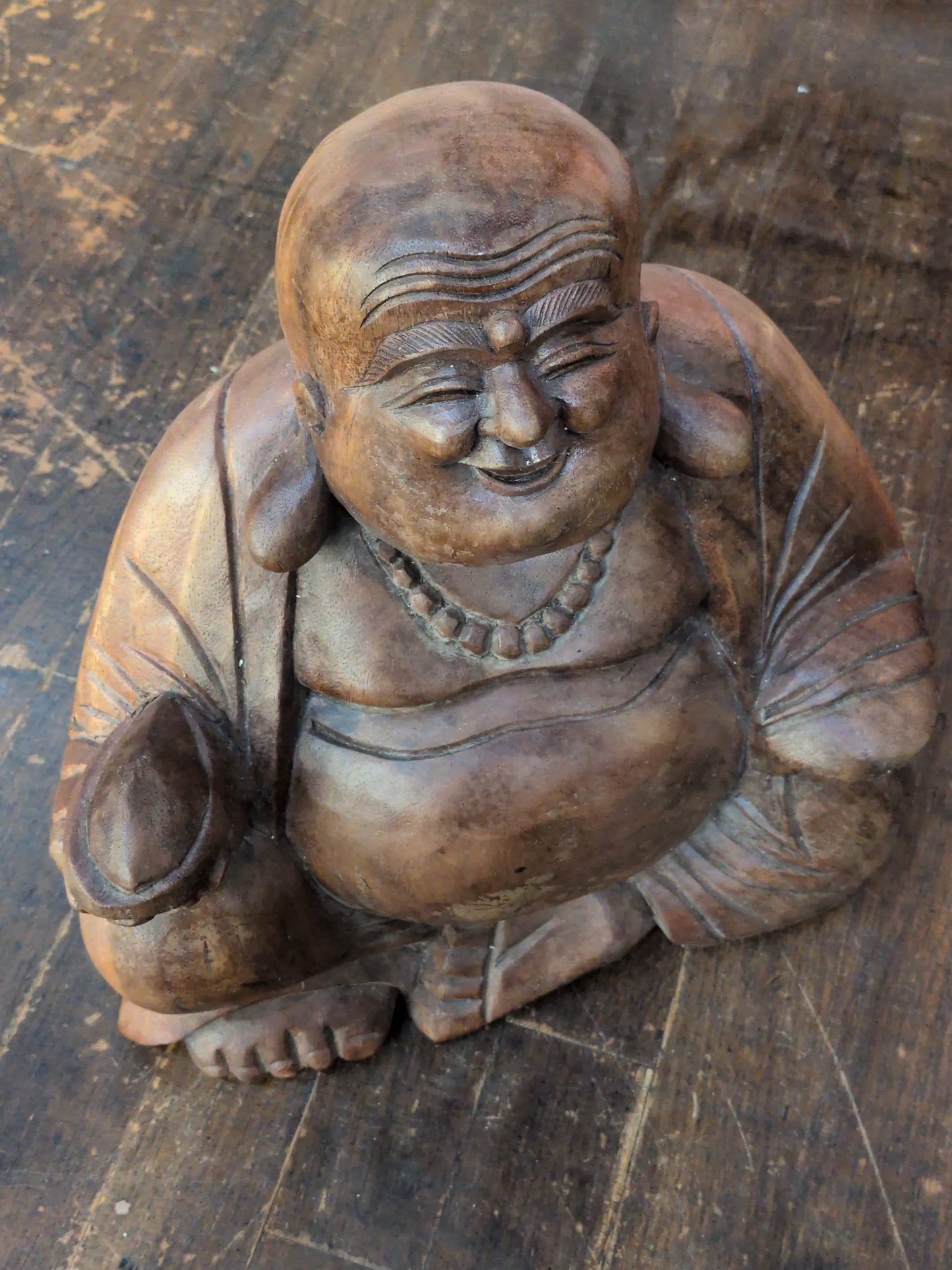 Large carved wooden Buddha