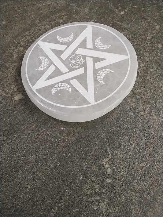 Selenite Pentagram Charging plate