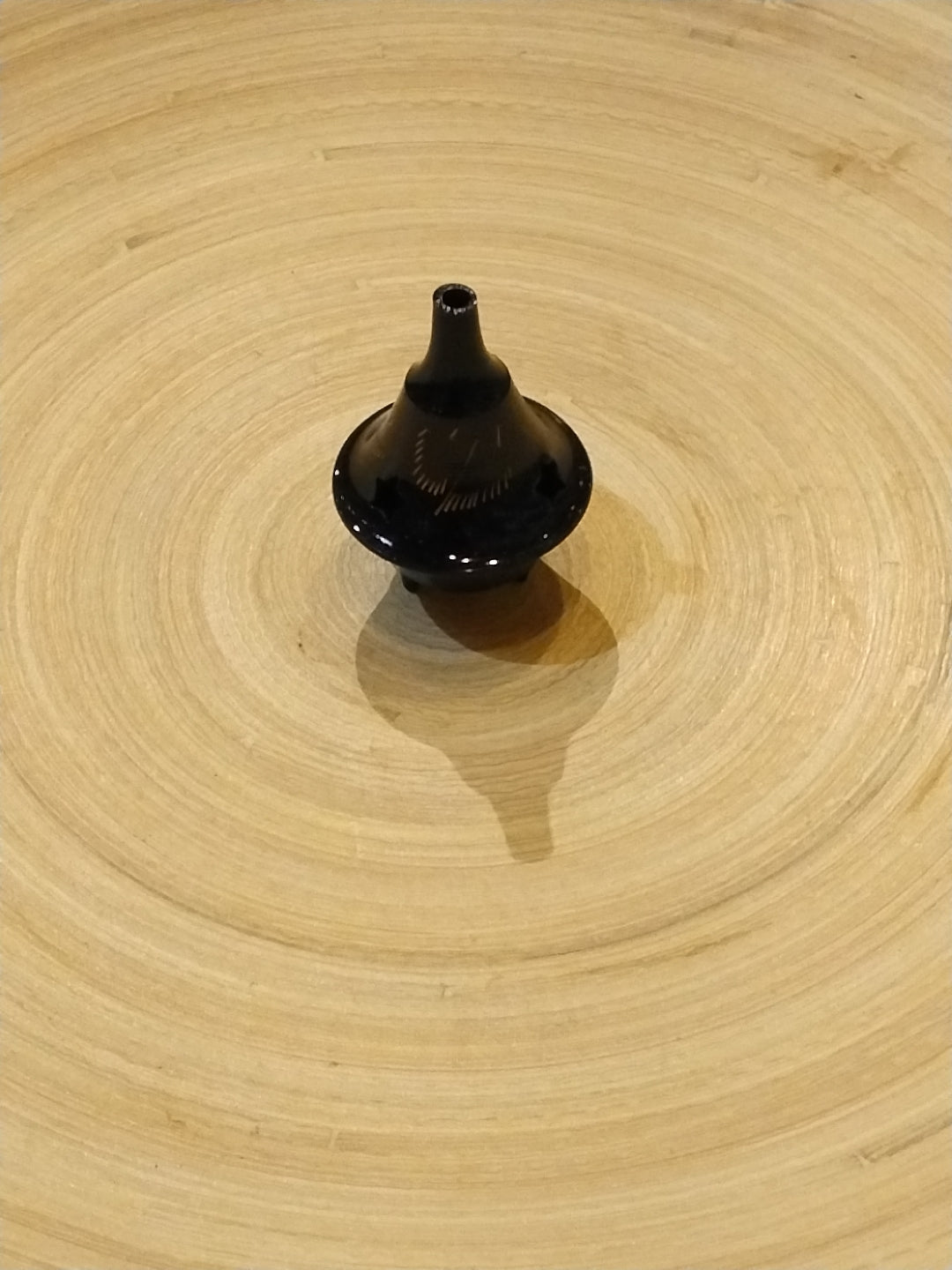 Black Conical Incense burner w/ Golden Etching