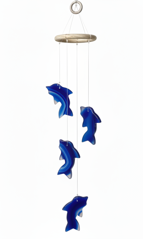 Dolphin Agate Slice Wind Chime- Blue, Purple, Pink & multi color