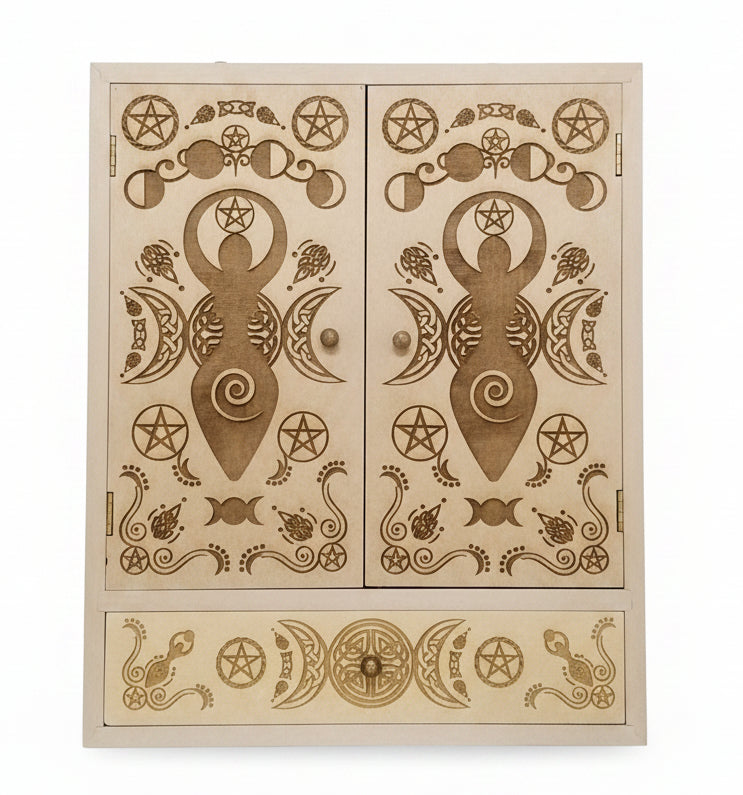 Goddess Wooden Laser Engraved Hanging Cabinet