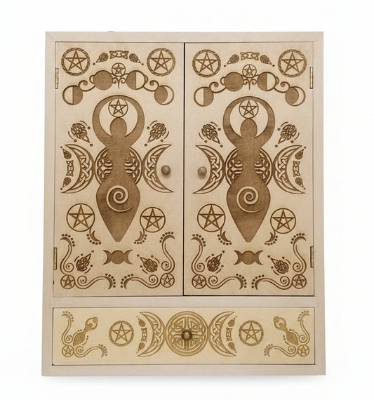 Goddess Wooden Laser Engraved Hanging Cabinet