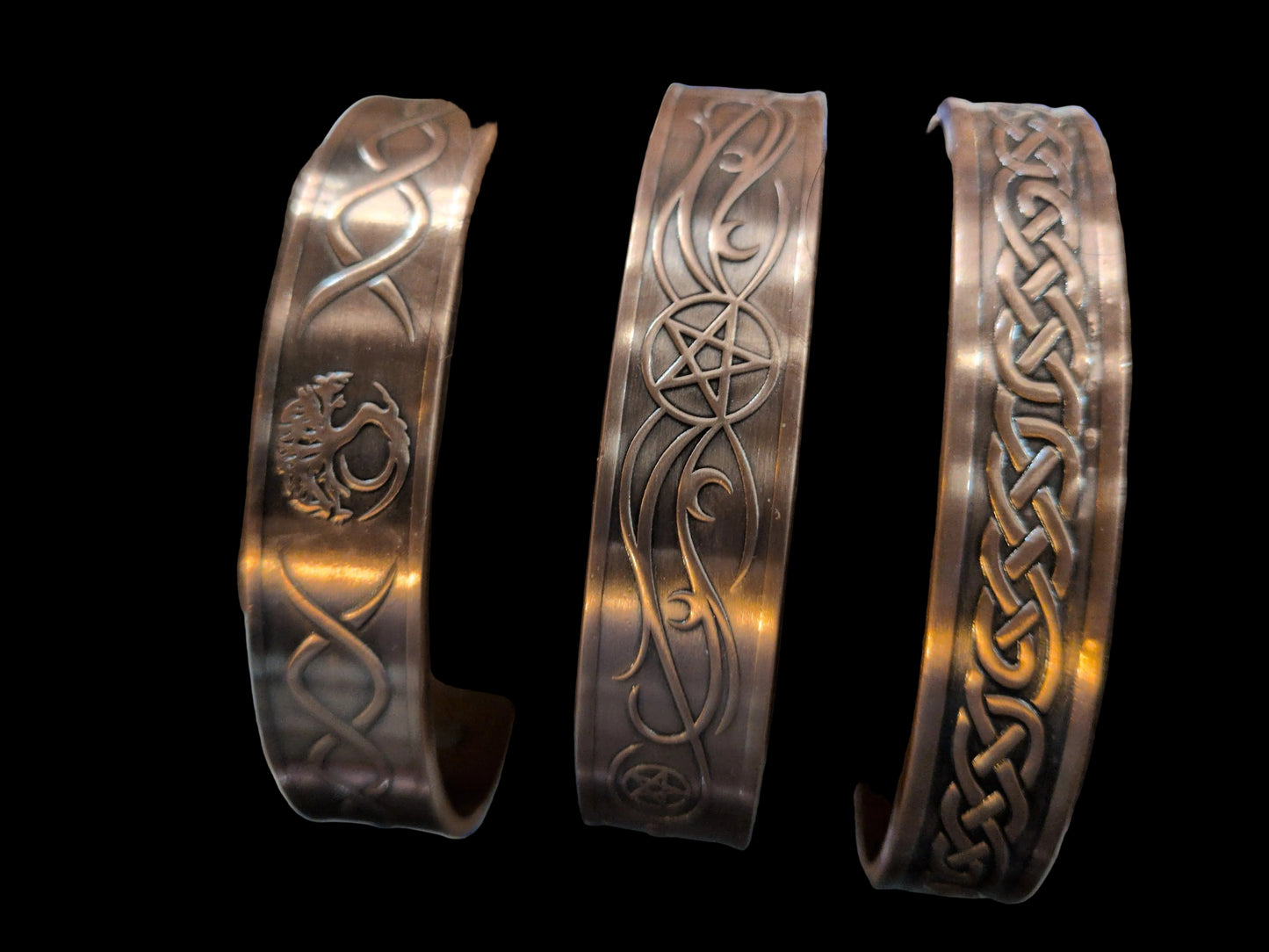 Assorted wide Copper Symbols Bracelets-adjustable