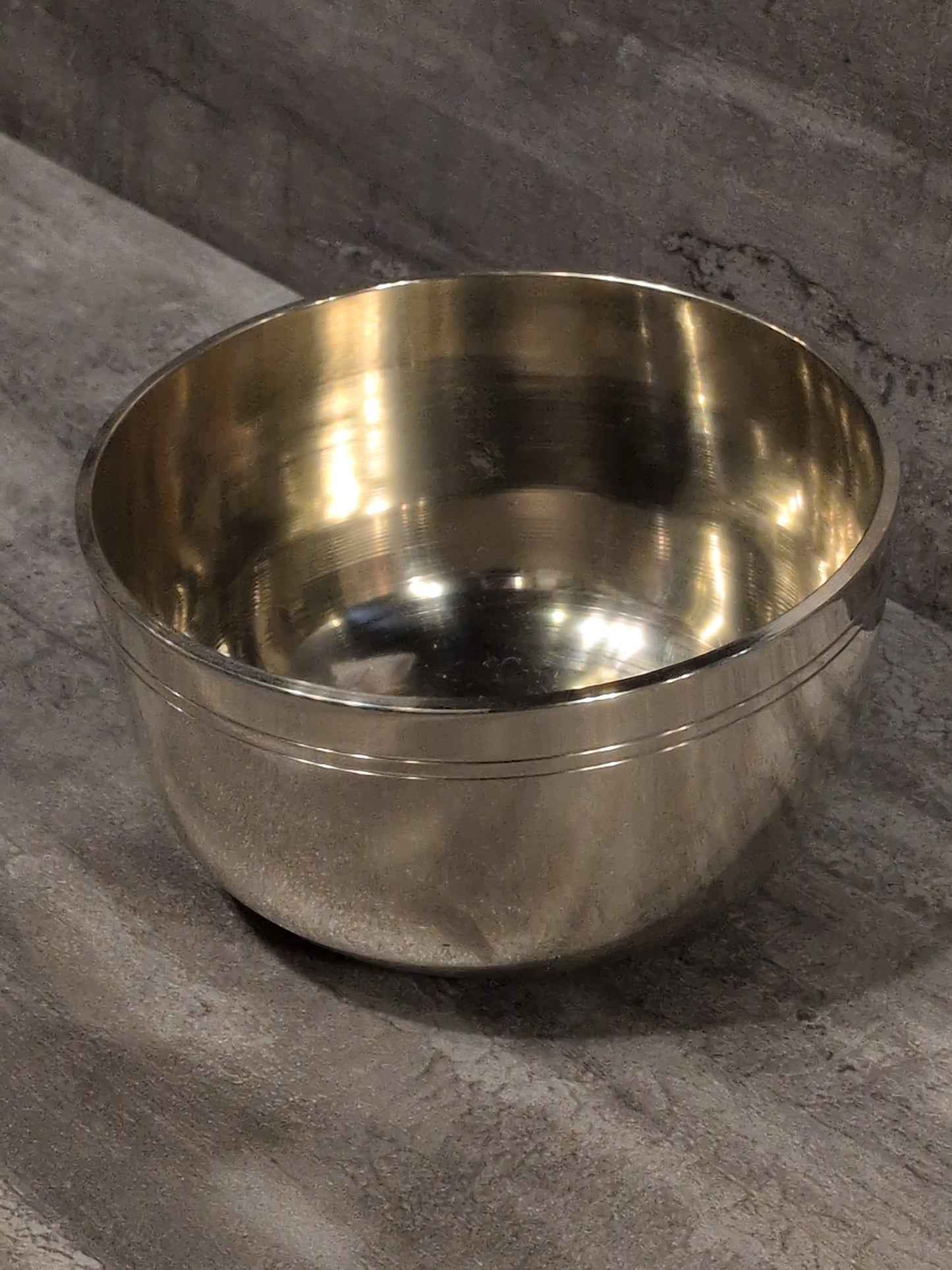 4 1/2" Machine Carved Brass Tibetan Singing Bowl w/ striker