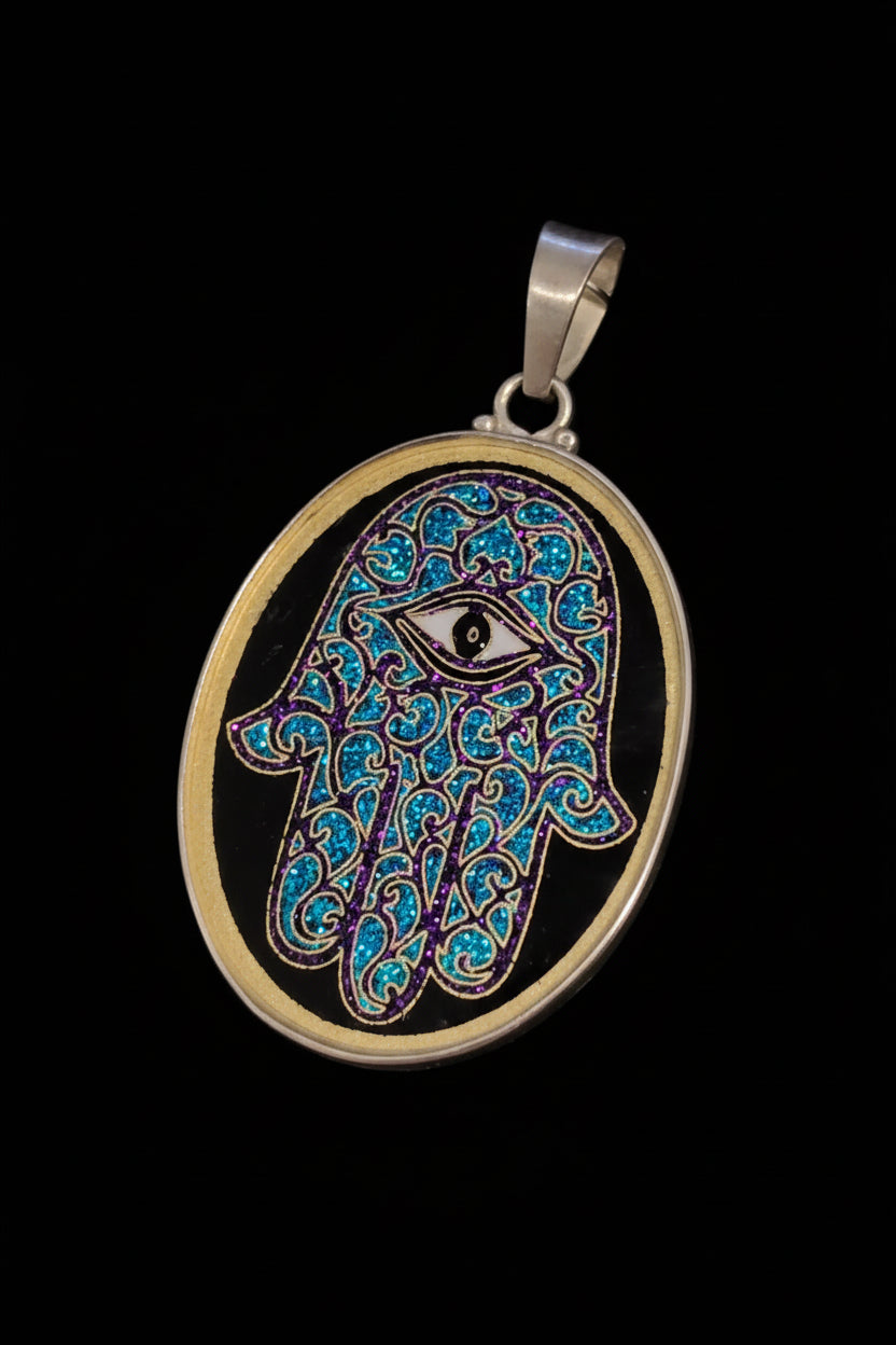 Epoxy Glitter Pendant- Fatima Hand
