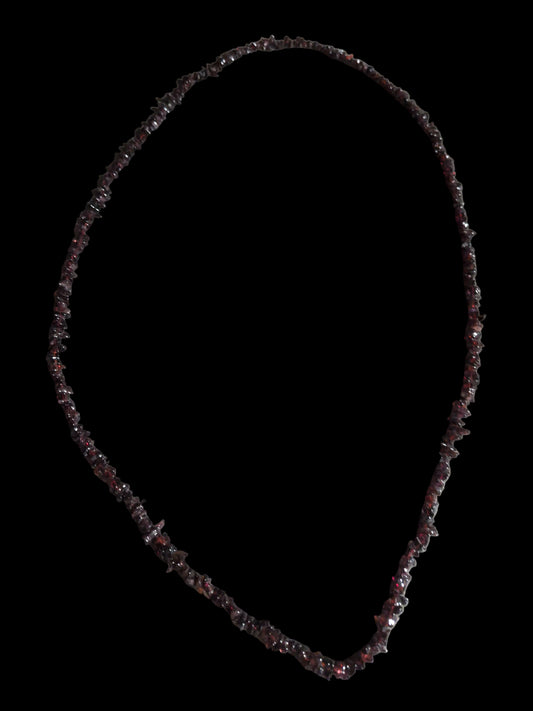 Gemstone Chips Necklace- Red Garnet
