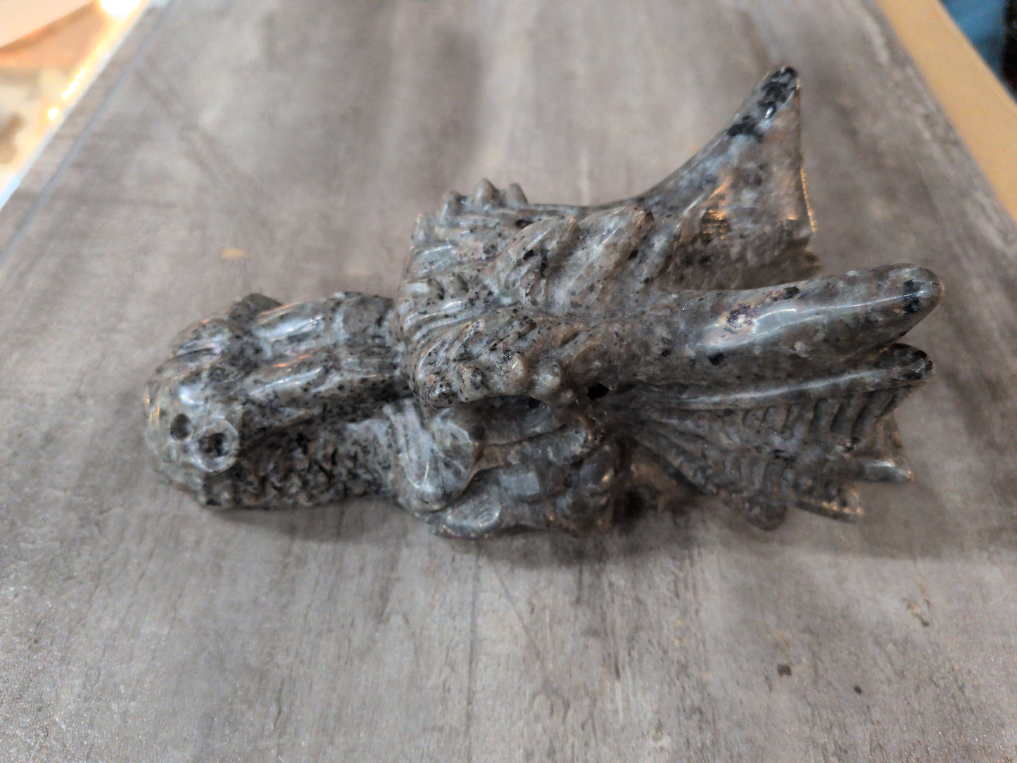 Yooperlite/ Emberlite Carved Dragons Head- Florescent/ Uv reactive
