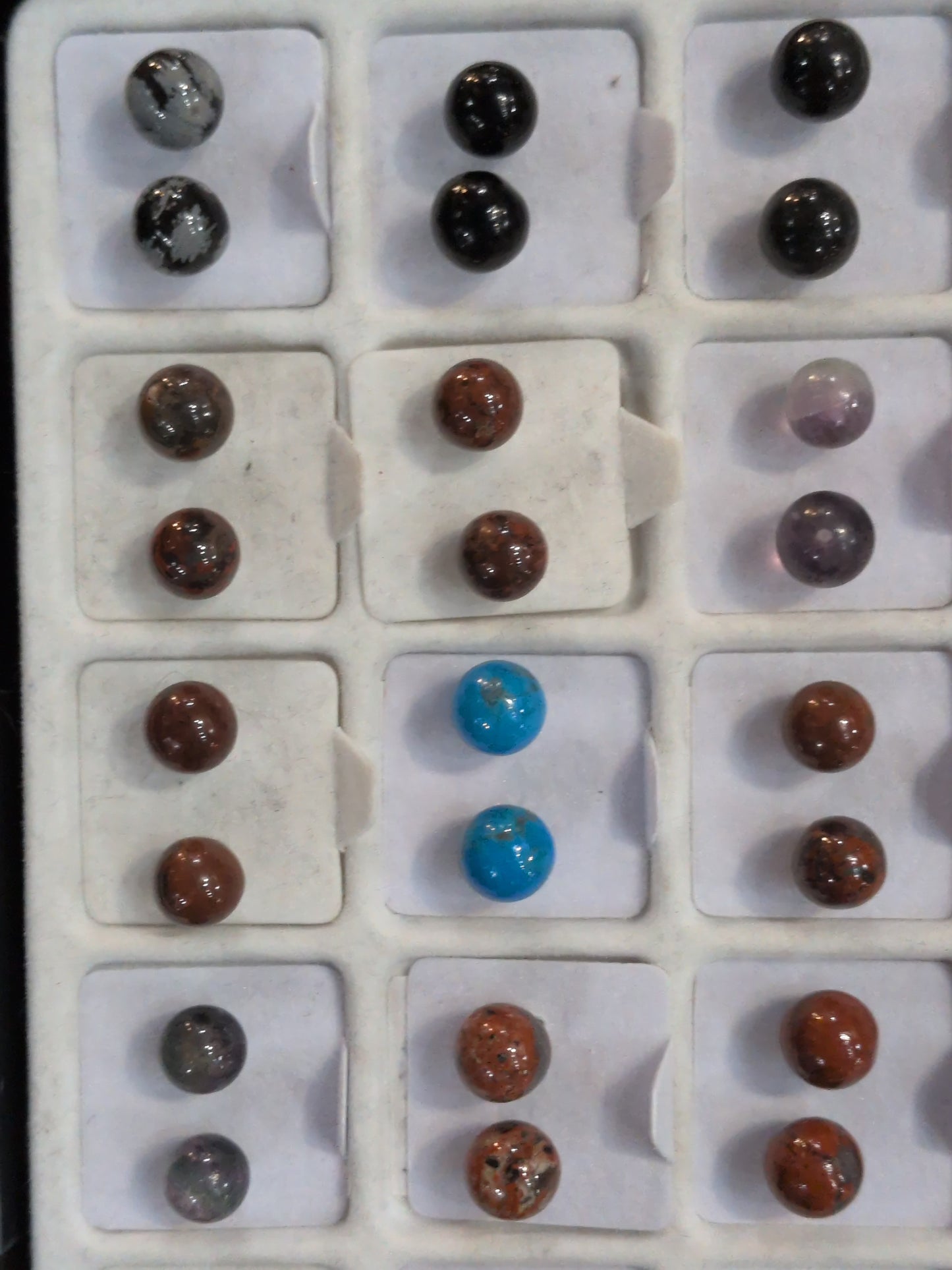 Assorted gemstone earrings 8 mm