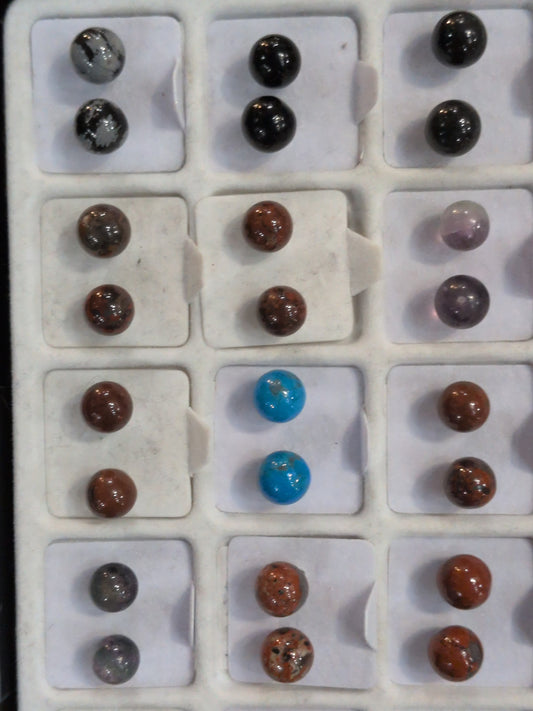 Assorted gemstone earrings 8 mm
