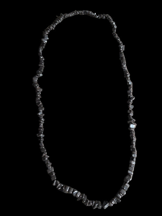 Gemstone Chips Necklace- Hematite