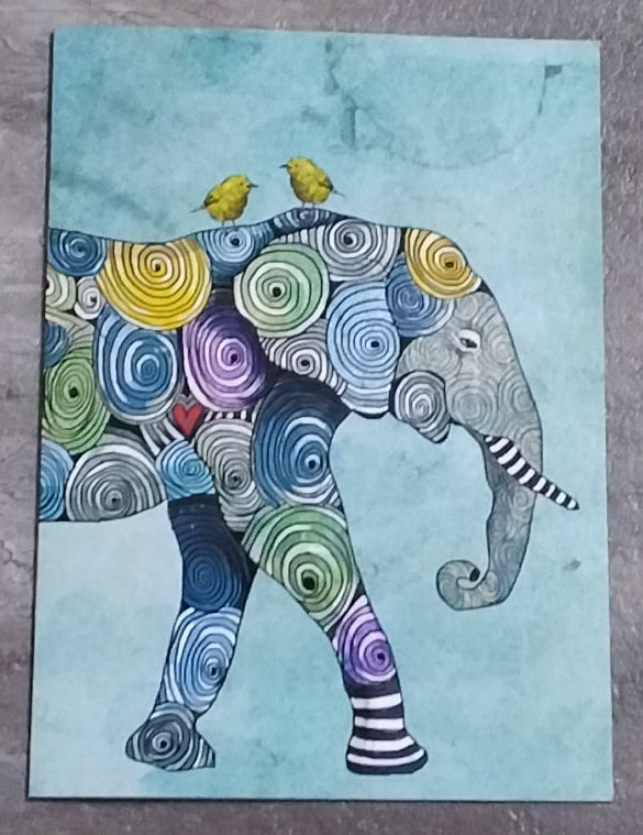 Technicolor Spiral Elephant Gift Card